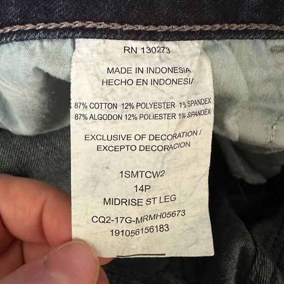 Riders Lee Midrise Straight Leg Dark Wash Jeans, Size 14P, Pre-owned - Picture 5 of 6